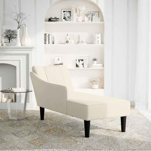 Chaiselongue mit Rechter Armlehne Creme Samt,4009799