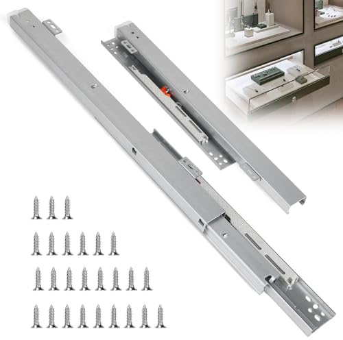 EFUTURETIME 1 Paio Guide per Cassetti 40 cm, Montaggio Inferiore | Pesanti, Ammortizzate, con 26 Viti, Capacità di Carico di 35 kg