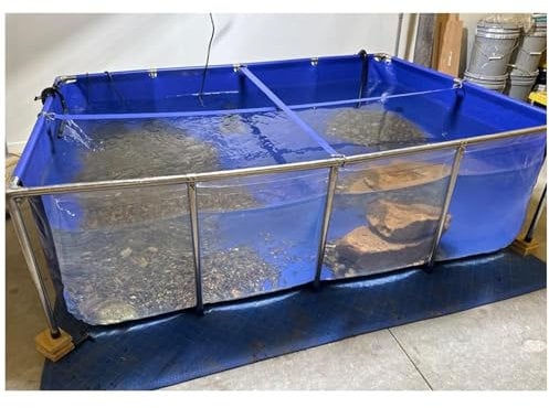 100 * 60 * 51cm,Oberirdischer Teich mit Fenster, PVC-Planenauskleidung mit Stahlrahmen, Großes Aquarium-Fäkalienbecken für Die Fisch- und Schildkrötenzucht, Leicht Zu Montieren