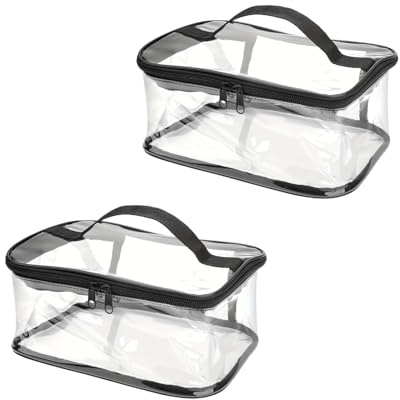 ZHYUAN 2 pièces Trousse de maquillagetransparente,Trousse de Maquillage de Voyage Portable,Sac en PVC imperméable,Trousse de Maquillage de voyagetransparente,Unisexe,imperméable,Trousse de Toilette