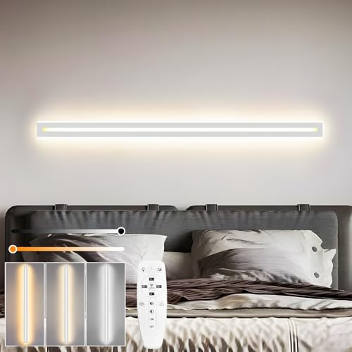 niuniaj 30W LED Wandleuchte Innen 120CM Wandlampe mit Fernbedienung | Dimmbar 10%-100%,3000K-6000K,Moderne Wandbeleuchtung Weiß für Schlafzimmer Korridor Wohnzimmer Treppe Kinderzimmer Küche