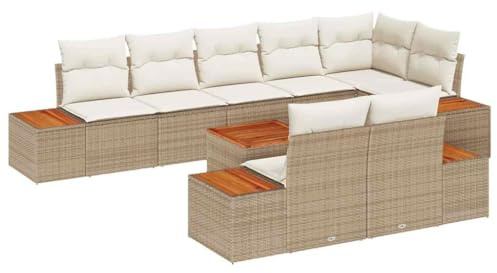 vidaXL Gartensofa-Set 8 STK. 8-Sitzanzahl Beige und Creme Polyrattan