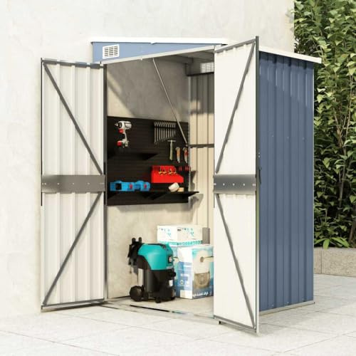 SKM Remise de Jardin Murale Gris 118x100x178 cm Acier galvanisé,Maison & Jardin,Pelouses & Jardins,Vie en extérieur,Structures extérieures,Cabanes & abris de Jardin,Gris,22.7KG,316218