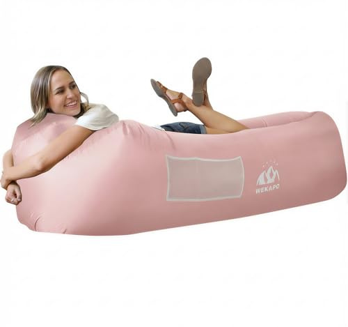 WEKAPO Inflatable Couch Air Lounger Chair - Camping & Beach Accessories | Portable Blow up Sofa for Hiking, Lawn, Indoor/Outdoor Movies & Music Festivals. Lightweight and Easy to Set Up Air Hammock