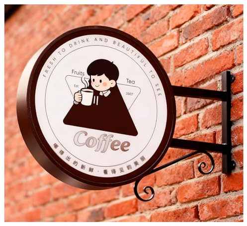 FXNFXLA Personalisierter, Doppelseitiger LED-Leuchtkasten, Individuell Gestaltbare Runde LED-Logo-Außenwerbung Für Geschäfte, Werbeschild/„geöffnet“-Schild, Für Cafés Round 50cm