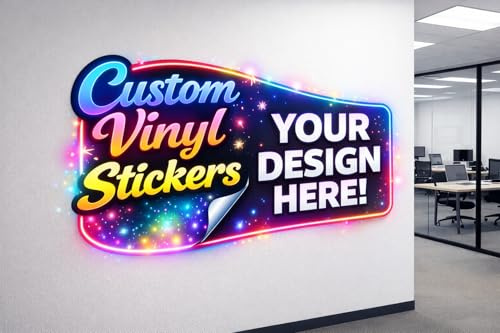 Custom Vinyl Stickers, Personalized Design, Wall Decal, Colorful Neon Style, Shop Front Stickers, Personalised Window Decal, Custom Cut Out, Same Day Print, Perfect for Signs