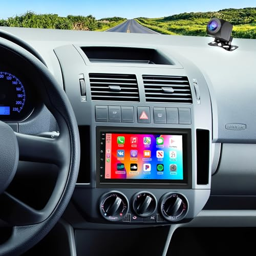 2+32G Android 14 Auto Radio Coche con CarPlay Android Auto para Volkswagen Polo 2002-2006, Pantalla táctil de 7 Pulgadas Autoradio Estéreo Reproductor con navegación GPS SWC FM RDS Mirror Link WiFi