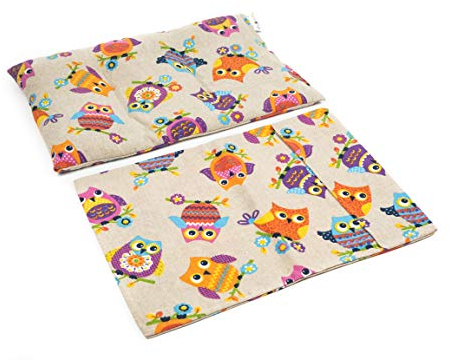 TERMOSAK Wärmekissen mit grünem Soja und Lavendel 37x25, waschbarer Bezug, körnerkissen Mikrowellen/Gefrierschrank, heizkissen Wärme/Kälte, sehr langlebig. (01 - Eulen, 37x25+Bezug)