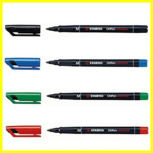 Multi-Surface Marker - STABILO OHPen Medium - Pack of 4 - Black, Blue, Green, Red