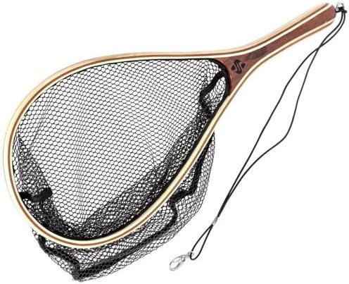 Snowbee Luxury Hand Crafted Red Meranti Wooden Landing Net for Trout and Game Fishing - Tan, Small