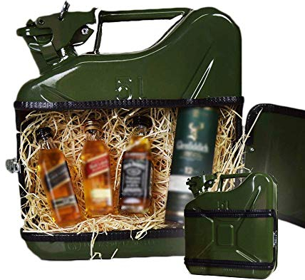 MikaMax – Jerrycan Whiskeybar 5L – Kanister Minibar – Mobile Bar – 5L – Grün – Metal – 24.5 x 9.5 x 28 cm – Männergeschenke – Whisky Geschenkset