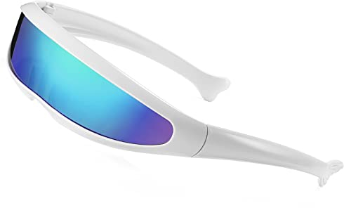 SHEEN KELLY Futuristisch Zyklop Sonnenbrille für Cosplay Schmale Zyklopen Erwachsene Party Wrap Gläser Spiegel