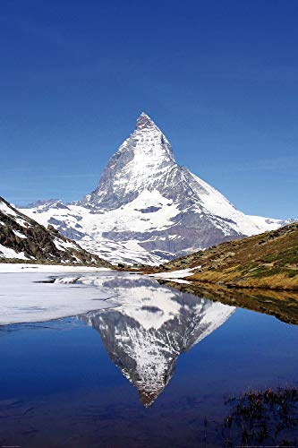 1art1 Berge XXL Poster Matterhorn Mit Riffelsee Plakat | Bild 120x80 cm