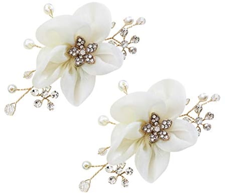 Amosfun Hochzeit Blume Schuhschnalle Strass Perle Blume Schuhclips Brautschuh Zubehör 1 Paar