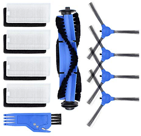 DingGreat Zubehör für Eufy RoboVac 11S RoboVac 30 RoboVac 30C RoboVac 15C Staubsauger Ersatzteile Packung mit 1 Rollbürste 4 Filter Set 4 Seitenbürsten 1 Reinigungsbürste