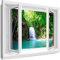 Myartstyle - Bilder Fenster 70x60cm XXL Leinwandbilder - 1 Teilige Wandbilder Fensterblick Wasserfall Natur Landschaft Kunstdrucke w-D4-129