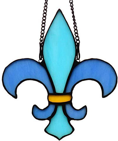 HAOSUM Fleur de Lis Dekor Buntglas-Fensterbehänge, handgefertigte Einweihungsgeschenke für neues Haus, Fleur de Lis Dekoration, Weihnachtsdekoration, Geschenke für Frauen