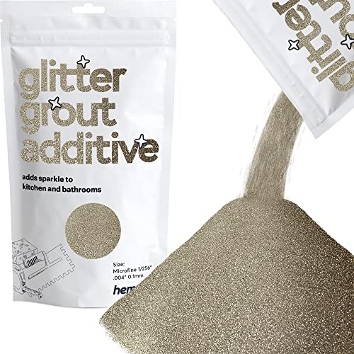 Hemway Glitter Grout Additive - Champagne Gold | Microfine Flakes for Adding Sparkle to Old & New Kitchen & Bathroom Tiles | Enhance Your Indoor Grouting Projects with a Sparkly Effect | 100 g