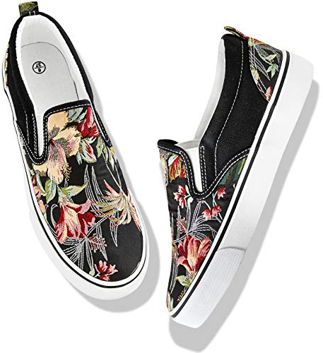Women's Slip on Shoes Fashion Canvas Sneakers Low Top Casual Shoes Non Slip Loafers