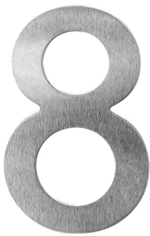 Numéro de Rue/Maison en Acier Inoxydable Argenté - A visser - Aspect Flottant - 100mm - n°8