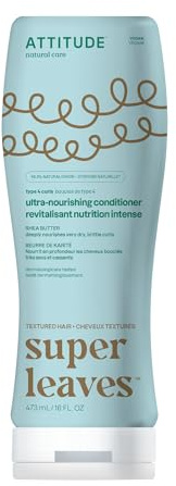 ATTITUDE Ultra-nährender Conditioner für lockiges Haar mit Sheabutter, veganem Entwirrer und natürlich gewonnenem 4a, 4b, 4c Curl-Typ, pflegt die Locken tief, 473 ml