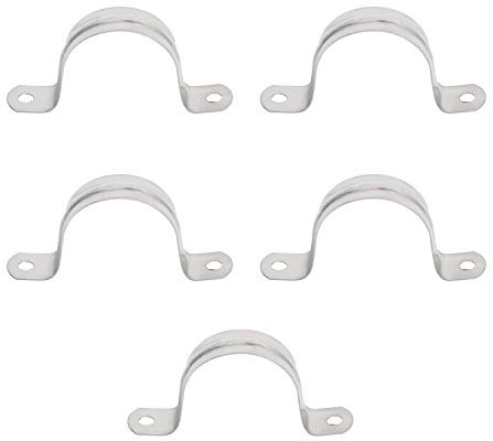 Aopin 50mm Rigid Pipe Strap Clamp 2 Holes Strap U Bracket Tube Strap Tension Clips 201 Stainless Steel, for Pipe Fixing, Silver, 5Pcs