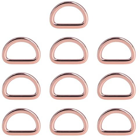 10 Stück Metall D Ring Clip, 20mm/0.8in D Ringe, Halbrund Metall Flache D Förmige Schnalle Clips Zugring für Rucksack Gürtelschnallen Taschen Gürtel Handtaschen Bastelzubehör, Karabiner (Roségold)