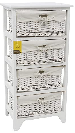 JVL Wimborne 4 Drawer Willow Storage Unit