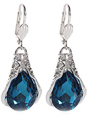 Natürlicher blauer Kristall Hula Hoop Ohrring Hochzeit Ohrringe Verlobung Schmuck Geschenk Exquisite Ausführung