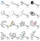 Adramata 16 Pcs 16G Helix Piercings Chirurgenstahl Ohrringe Piercing Schmetterling Blume Conch Piercing Ohrringe Ohrstecker Knorpel Ohrringe Set Silber Gold Helix Tragus Piercing Ohr für Damen