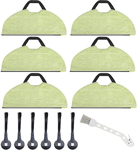 KVLZ Vacuum Mop Replacement Pad for Shark AV2610WA Compatible RV2610WA Reusable Hard Floor Cloth Expert Wet Replacement for Superfiber Upholstered & Matching Machine Side Brush (6+6+1)