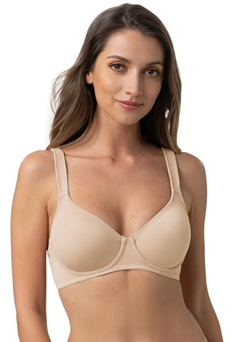Dorina Reggiseno Donna Lindsay – con Ferretto, Non Imbottito, Copertura Totale, Coppe Preformate, Morbido Tessuto Micro, Spalline Regolabili per Comfort Quotidiano, Beige