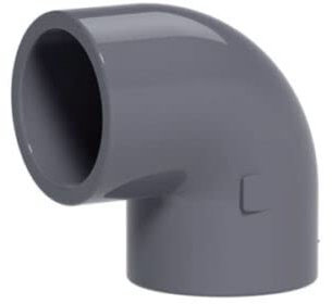 PVC Grey Metric Plumbing Fittings Pipe Tubing for Aquarium Fish Tank Pond Solvent Weld Plumbing Connectors (90 Degree Elbow, 50mm)