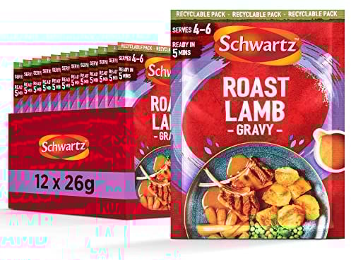 Schwartz Roast Lamb Gravy Mix 26 G | Serves 4 - 6 | Pack of 12 | Rich & Smooth Gravy | With Roast Lamb Flavour and Rosemary | Quick and Easy