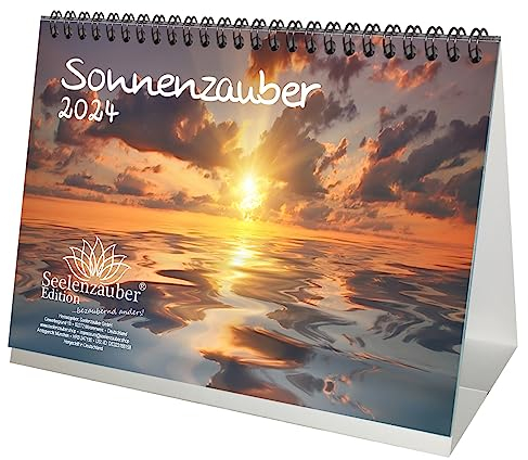 Sonnenzauber DIN A5 Tischkalender für 2024 Sonne und Licht - Geschenkset Inhalt: 1x Kalender, 1x Weihnachtskarte (insgesamt 2 Teile)