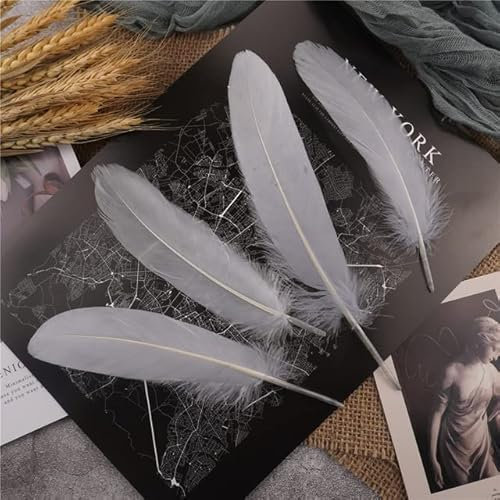 Colorful Goose Feathers 15-20cm Hard Stick Natural Swan Plume Wedding Party Decoration Dream Catcher Accessories DIY Handicraft-Light grey,20Pcs