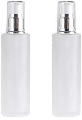QUUPY Lot de 2 flacons vides rechargeables en verre dépoli pour fond de teint, cosmétiques, cosmétiques, lotion, crème, sérums, liquides, 100 ml