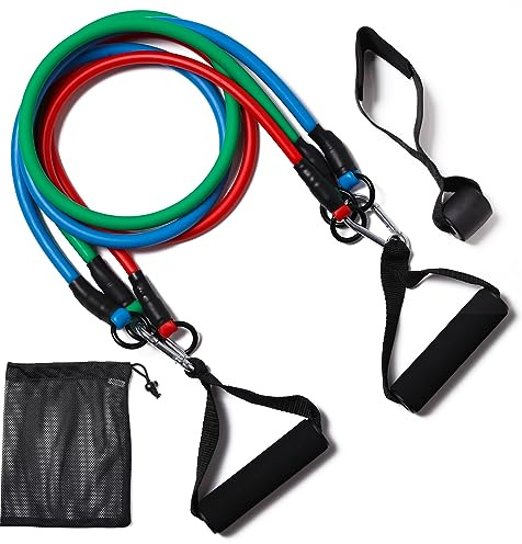 Resistance Bands with Handles, Single Resistance Bands, Exercise Bands with Handles, for Resistance Training, Physical Therapy, Home Workouts, Fitness, Pilates