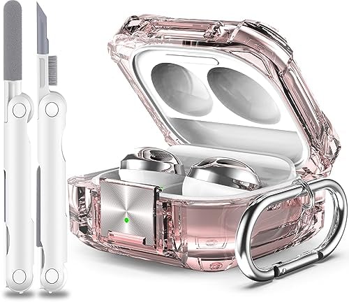 MHYALUDO Clear Case Comptible with Galaxy Buds FE (2023) / Galaxy Buds2 Pro Case (2022) / Galaxy Buds Pro (2021) / Galaxy Buds 2 (2021) / Galaxy Buds Live (2020) Case with Kit,Pink