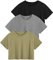 Star Vibe 3er Pack Sportoberteil Damen Croptops Gym Yoga Shirt Locker Sport T-Shirt Fitness Black/Gray/Army Green S