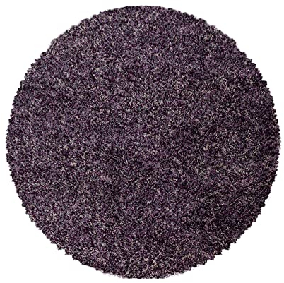Carpetsale24 Runder Hochflor Teppich Ø 120 cm Lila – Shaggy Langflor, Meliert, Flauschig & Pflegeleicht – Für Schlafzimmer, Kinderzimmer oder Leseecke