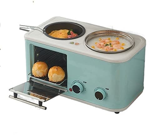 Breakfast Maker Breakfast Station 3 in 1 Multifunctional Toaster Oven Station Stainless Toaster With Griddle for Frying, Roasting,Boiling,Steaming, Easy Making Boiled Eggs,Cake,Sandwiches,Toast,Noodle