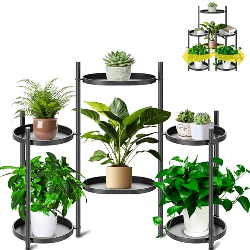 VeyFolzin.st Pflanzenständer Metall mit 6 Etagen, Blumenständer Pflanzenregal Blumenregal Indoor Outdoor, Blumentreppen Innen Plant Stand Shelf für Garten Balkon Wohnzimmer (6 Etagen)