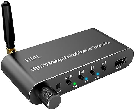 Dewedrt Bluetooth 5.1 Transmitter Audio Converter U-Disk Play Koxial/Optical to 3,5 mm AUX R/L Konverter für TV MP3