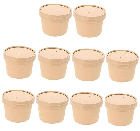 PartyKindom 10ensembles Coupes Papier Pour Glace Et Yaourt De Récipients Jetables Avec Couvercle Pour Desserts Crème Et Mousse Parfait Pour Fêtes Et Événements