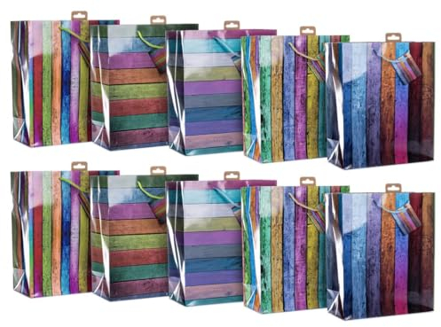 Laro Premium-Line Große Geschenktüten Geschenktaschen 10-100 Stk Large Stripes, Anzahl:10, Muster Tüten:Large Stripes