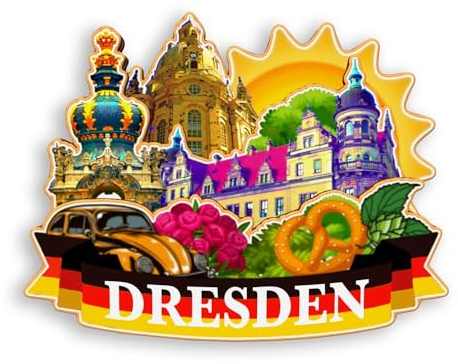 Quwsne Kühlschrankmagnet Dresden Deutschland Kühlschrankmagnet Stadt Reise Souvenirs Touristengeschenke 3D klassische Sehenswürdigkeiten Handarbeit Handwerk Heimdekoration -1196
