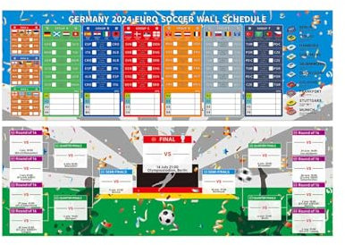 Fussball Em 2024 Poster zur Euro-Fußballmeisterschaft Wallchart, Giant Poster Teaminformationen und TV-Zeitplan, EM-Fußball-Programm, Spieltermine, Fußball-Poster, Bar, Wohnzimmerdekoration (S)