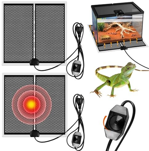 2 Stück Reptil Heizmatte, 14W 220V Terrarium Heizmatte, 28x28cm Terrarium Heizkissen Für Reptilien, Reptile Wärmekissen Mit Temperaturregelung Wärmematte Für Reptilien Schildkröte, Schlangen, Eidechse