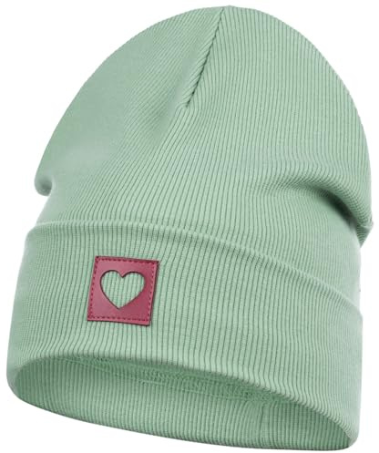 Smarilla Mütze Beanie Mädchen Damen Kinder Übergangsmütze gerippt, Größe: 46-48, Farbe: Mintgrün